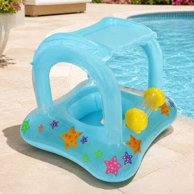 Baby swimming ring inflatable dinghy wheel with seat with canopy max 24kg 3 years old 72 cm