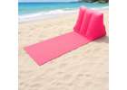 Beach mat with inflatable backrest lounger with cushion pink 8