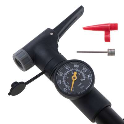 Bicycle pump with bicycle handle pressure gauge