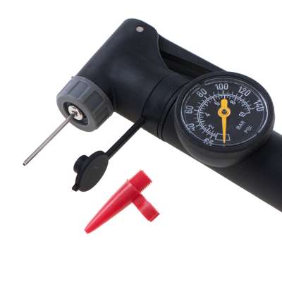 Bicycle pump with bicycle handle pressure gauge