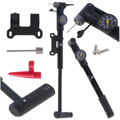Bicycle pump with pressure gauge RALLEX bicycle hand pump for mattress ball with bicycle holder