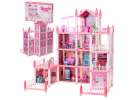 Doll house villa pink DIY 4 levels furniture 1