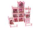 Doll house villa pink DIY 4 levels furniture 2