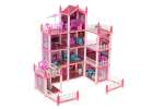 Doll house villa pink DIY 4 levels furniture 4