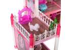 Doll house villa pink DIY 4 levels furniture 7
