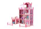 Doll house villa pink DIY 4 levels furniture 13