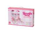 Doll house villa pink DIY 4 levels furniture 14