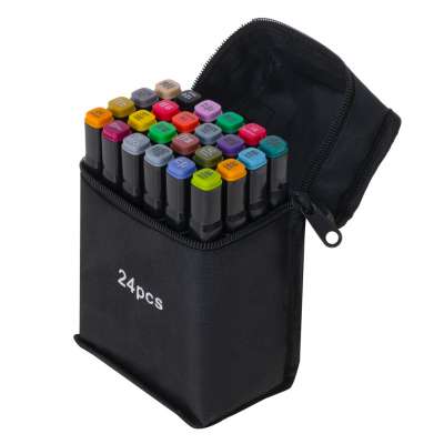 Double-sided alcohol markers in case 24 + stand