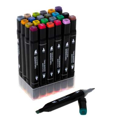 Double-sided alcohol markers in case 24 + stand
