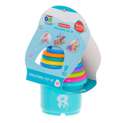Educational cups tower pyramid numbers and fruits