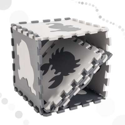 Foam puzzle mat for children 9 el. black-ecru 85cm x 85cm x 1cm