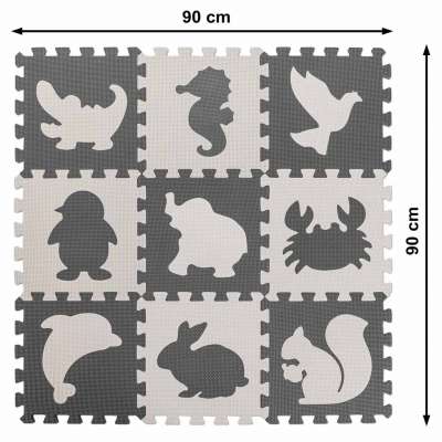 Foam puzzle mat for children 9 el. black-ecru 85cm x 85cm x 1cm