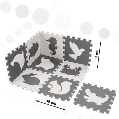 Foam puzzle mat for children 9 el. black-ecru 85cm x 85cm x 1cm