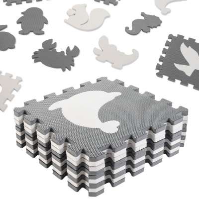 Foam puzzle mat for children 9 el. black-ecru 85cm x 85cm x 1cm