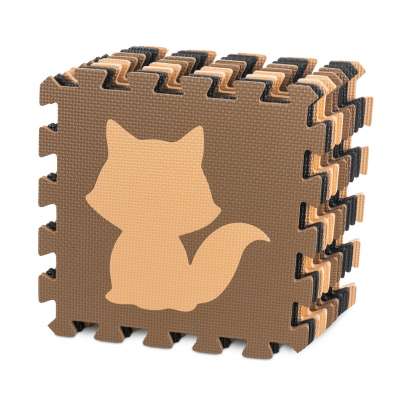 Foam puzzle mat for children 9el. beige-brown-black 85cm x 85cm x 1cm