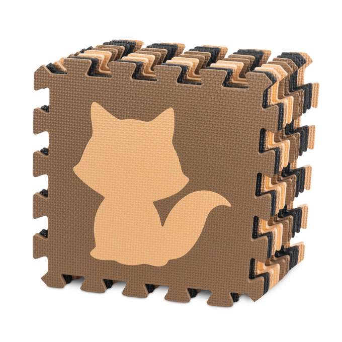 Foam puzzle mat for children 9el. beige-brown-black 85cm x 85cm x 1cm