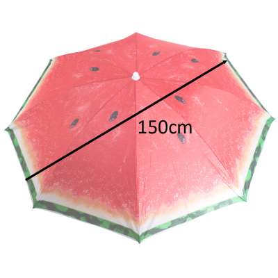 Folding sun umbrella 180cm garden balcony umbrella with tilt function watermelon