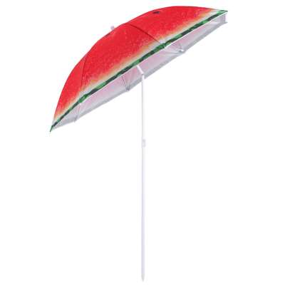 Folding sun umbrella 180cm garden balcony umbrella with tilt function watermelon
