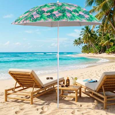 Folding sun umbrella 180cm garden balcony umbrella with tilting leaves function