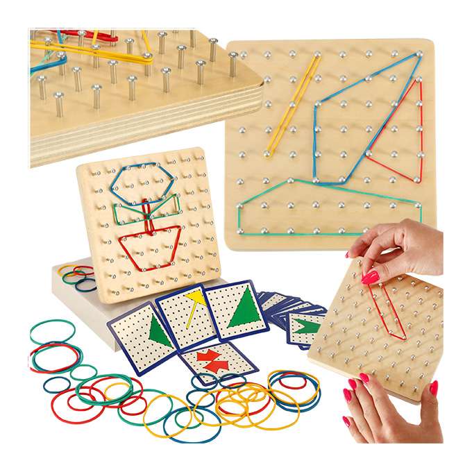 Geoboard geoplan wooden puzzle creating shapes with rubber bands