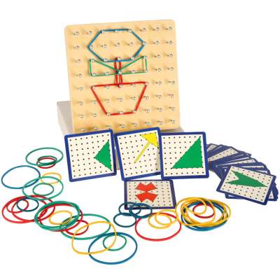 Geoboard geoplan wooden puzzle creating shapes with rubber bands