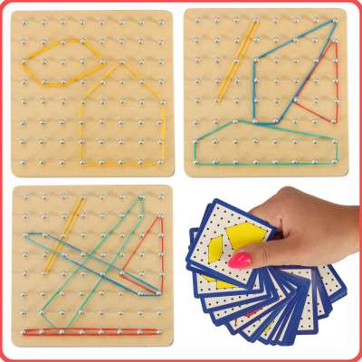 Geoboard geoplan wooden puzzle creating shapes with rubber bands
