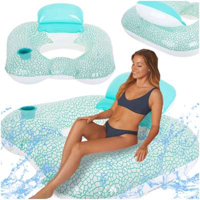 Inflatable swimming chair mattress pool lounger with backrest cushion + handle BESTWAY 43097 102x94cm