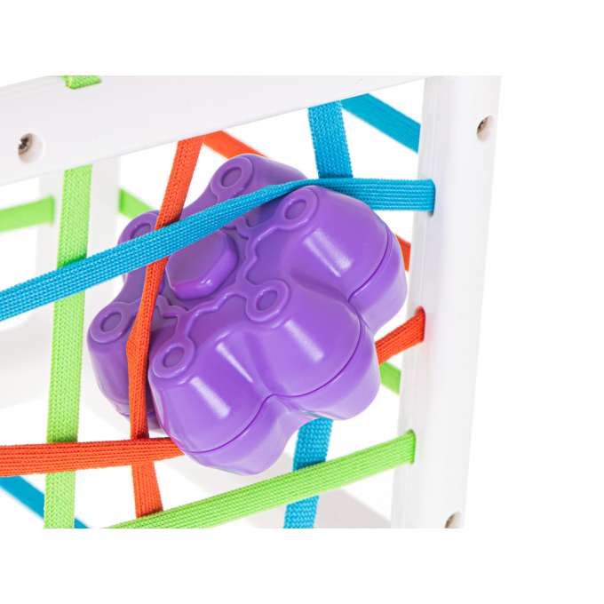 Sensory cube, flexible puzzle, shape sorter, plug-in toy, 7 pieces.