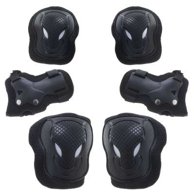 L-BRNO Knee elbow wrist protectors roller bike scooter set black