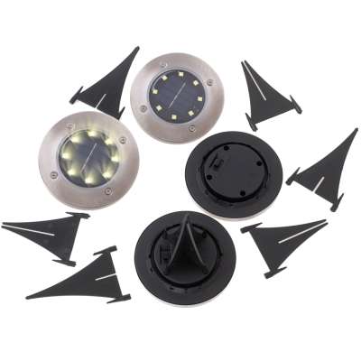 Lampy solarne gruntowe najazdowe ogrodowe  8LED 4szt. ciepły biały