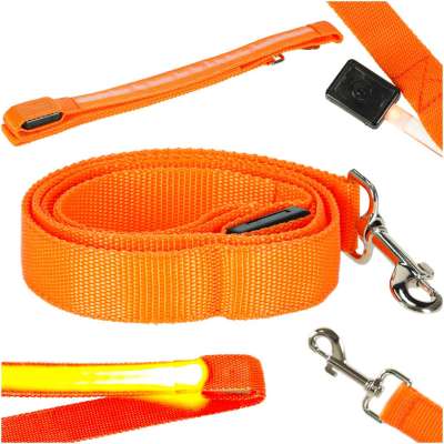 Luminous dog leash cat walk autumn winter night LED 1.2 m orange