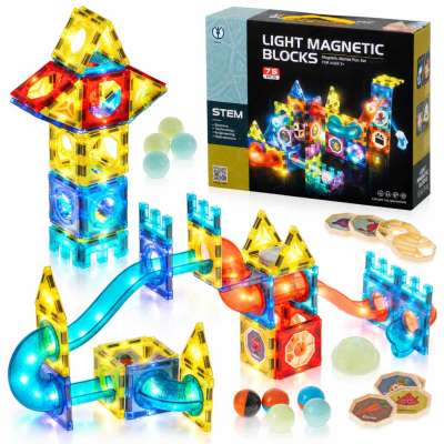 Magnetic blocks marble ball track glowing 75 elements