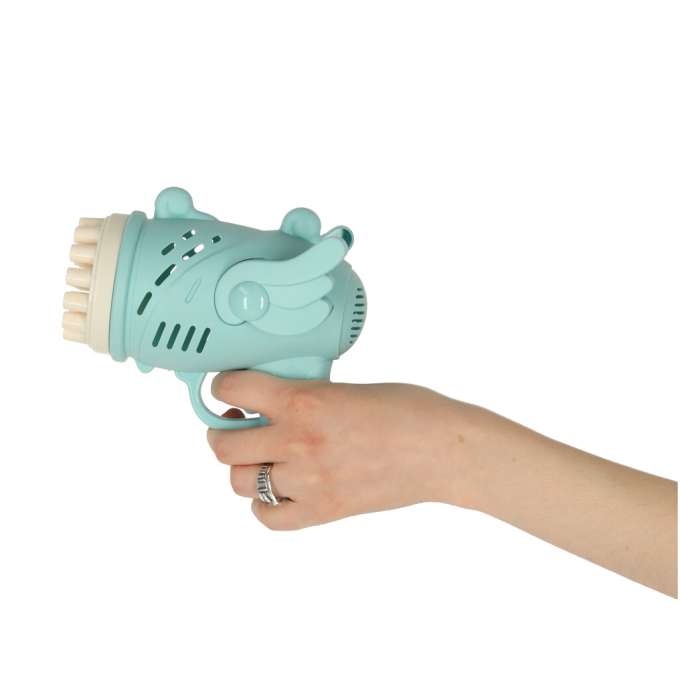 Soap bubble gun soap bubbles with wings blue