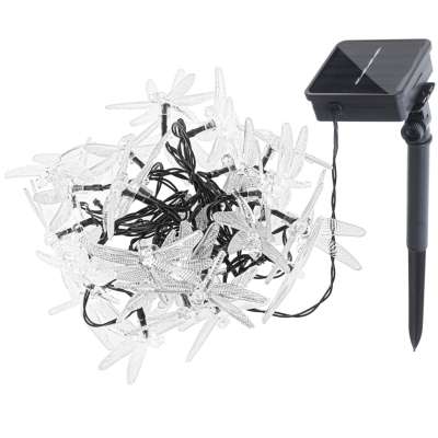 Solar dragonfly garden lights 6.5m 30LED warm white
