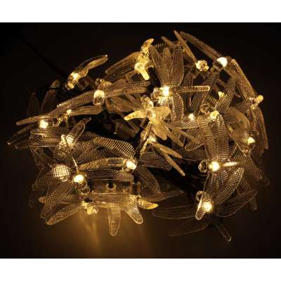 Solar dragonfly garden lights 6.5m 30LED warm white