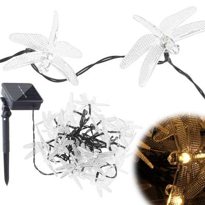 Solar dragonfly garden lights 6.5m 30LED warm white