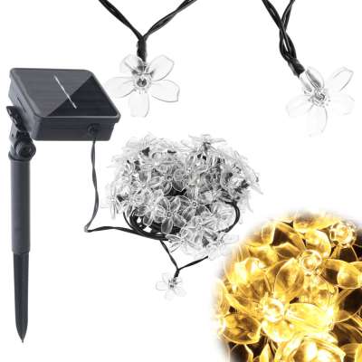 Solar garden lights flowers 7m 50LED warm white