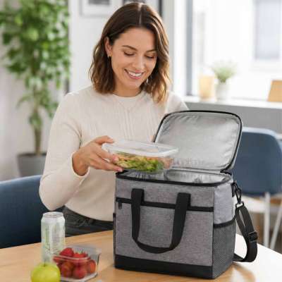 Thermal bag for lunch food breakfast insulation 16L grey