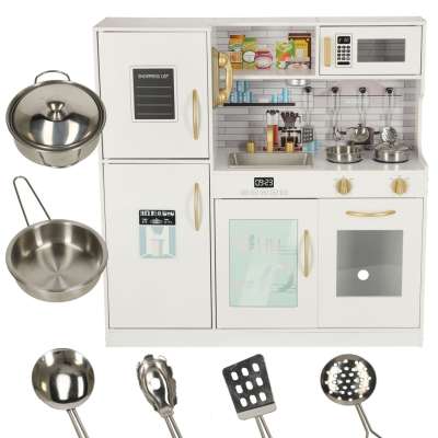 Wooden kitchen for children with refrigerator