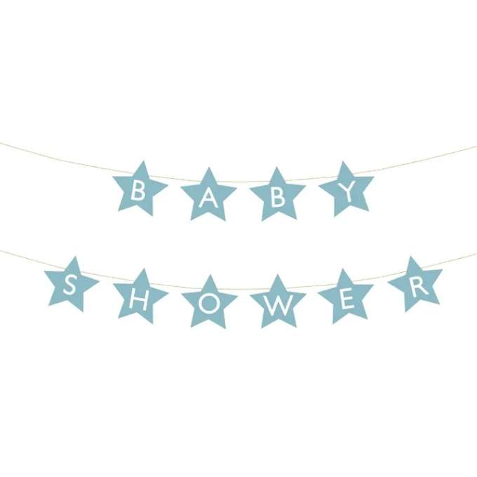 Baner napis na baby shower gwiazdki jasnoniebieskie 290cm x 16,5cm