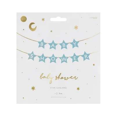 Baner napis na baby shower gwiazdki jasnoniebieskie 290cm x 16,5cm