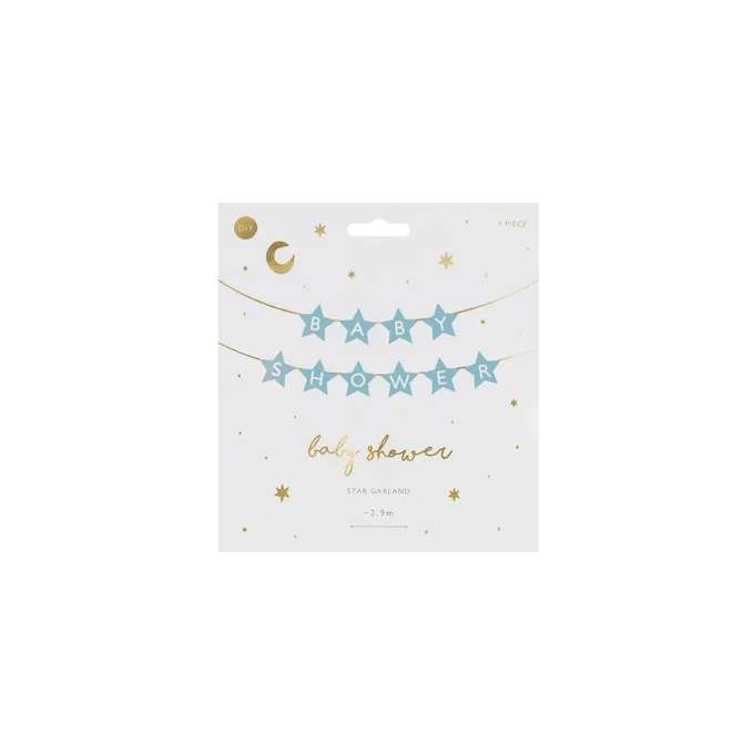 Baner napis na baby shower gwiazdki jasnoniebieskie 290cm x 16,5cm
