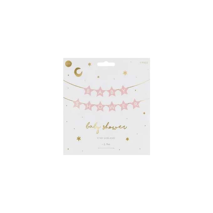 Baner napis na baby shower gwiazdki jasnoróżowe 290cm x 16,5cm