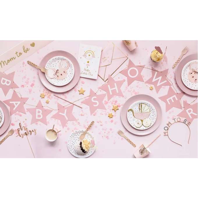 Banner sign for baby shower stars light pink 290cm x 16.5cm