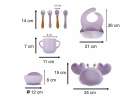 Children's silicone utensils crab set of 9 pieces purple 12
