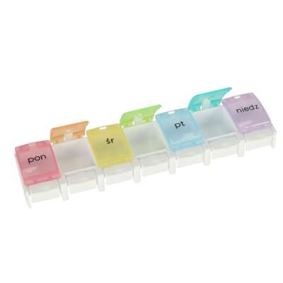 Container organizer for pills medicines weekly 7 days EN