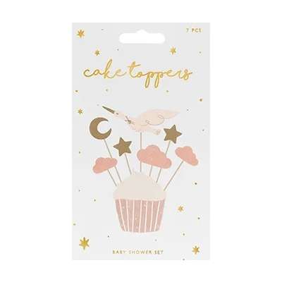 Dekoracje do muffinek babeczek - Bocian 11cm-12cm 7 sztuk