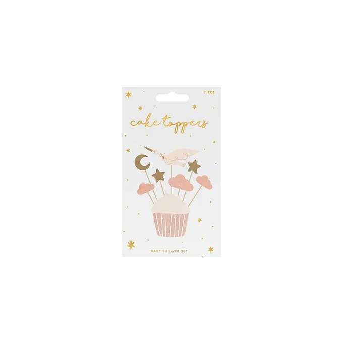 Dekoracje do muffinek babeczek - Bocian 11cm-12cm 7 sztuk