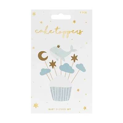 Dekoracje do muffinek babeczek - Wieloryb 11cm-13,5cm 7 sztuk
