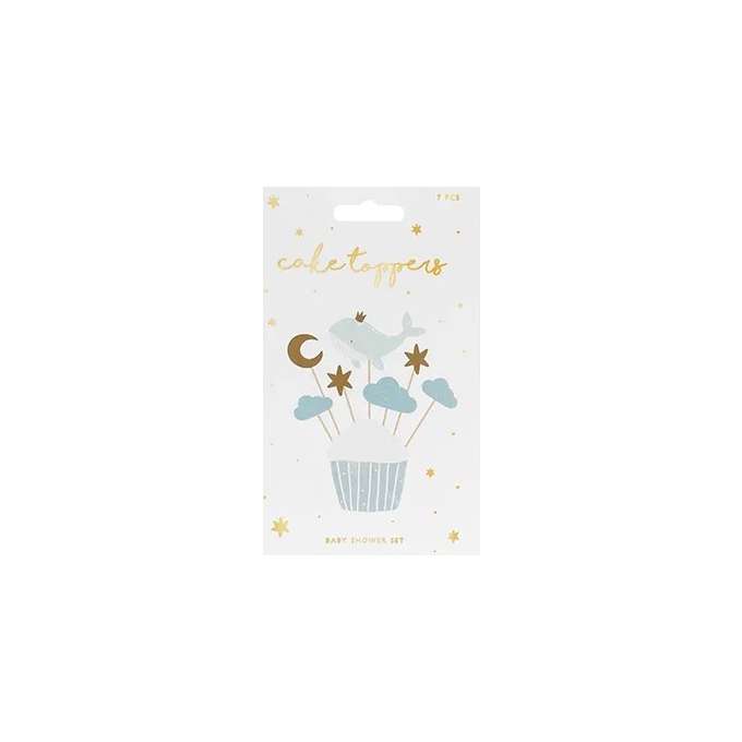 Dekoracje do muffinek babeczek - Wieloryb 11cm-13,5cm 7 sztuk